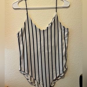 Stripped spaghetti strap bodysuit